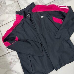 Adidas Dark Gray & Pink Track Jacket | Women’s Zip-Up Athletic